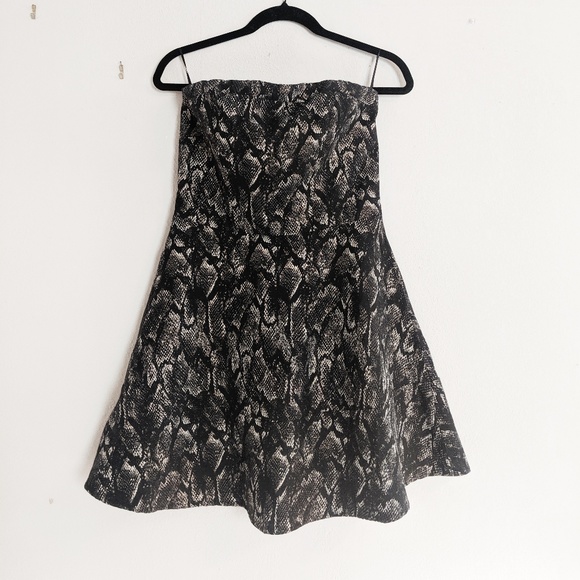 Express Snakeskin Print Strapless Dress with Gold - Picture 1 of 6